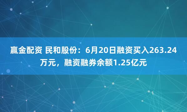 赢金配资 民和股份：6月20日融资买入263.24万元，融资融券余额1.25亿元