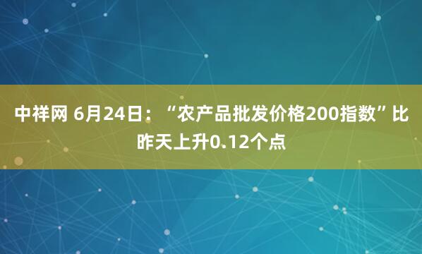 中祥网 6月24日：“农产品批发价格200指数”比昨天上升0.12个点