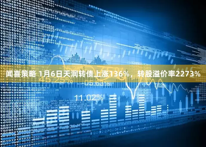 闻喜策略 1月6日天润转债上涨136%，转股溢价率2273%